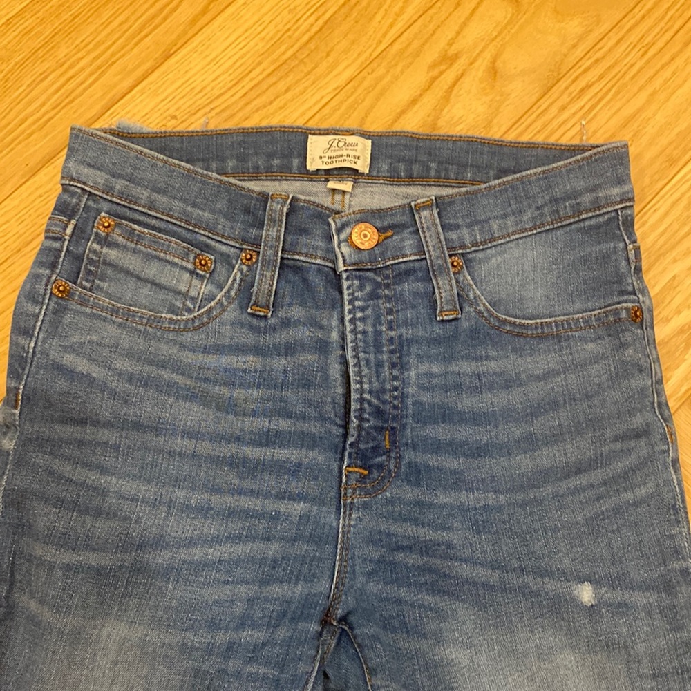 J Crew 9in high rise toothpick jeans